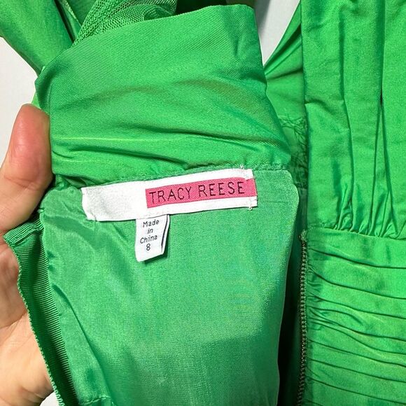 Anthropologie Tracy Reese Midi Dress Parted Emerald Dress with Pockets 8 - Picture 15 of 15